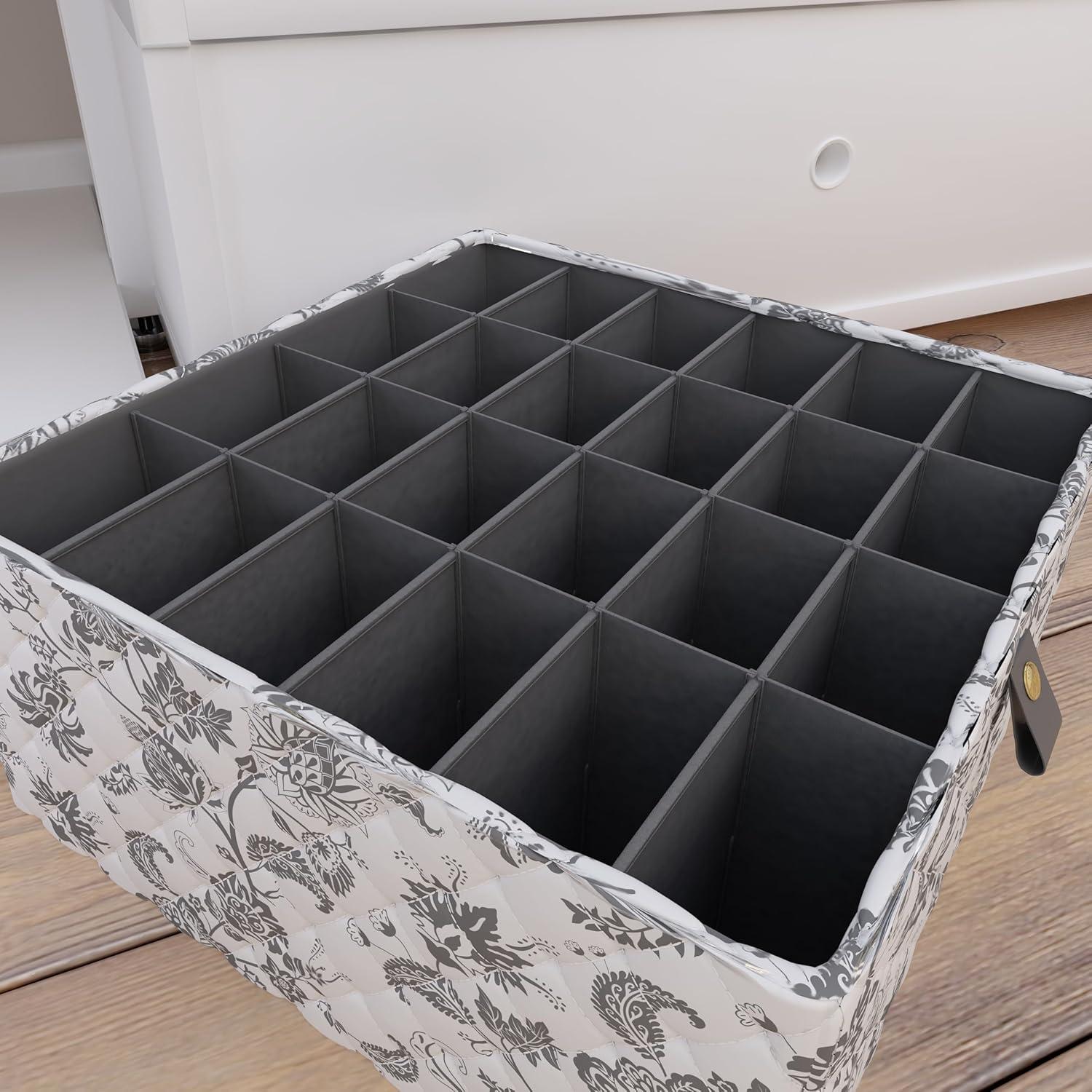imageMartha Stewart Essential Collapsible Stackable Decorative Home Storage Organization With Lidded Tops Set of 2 Lidded Storage Boxes Bedford FloralBedford Floral