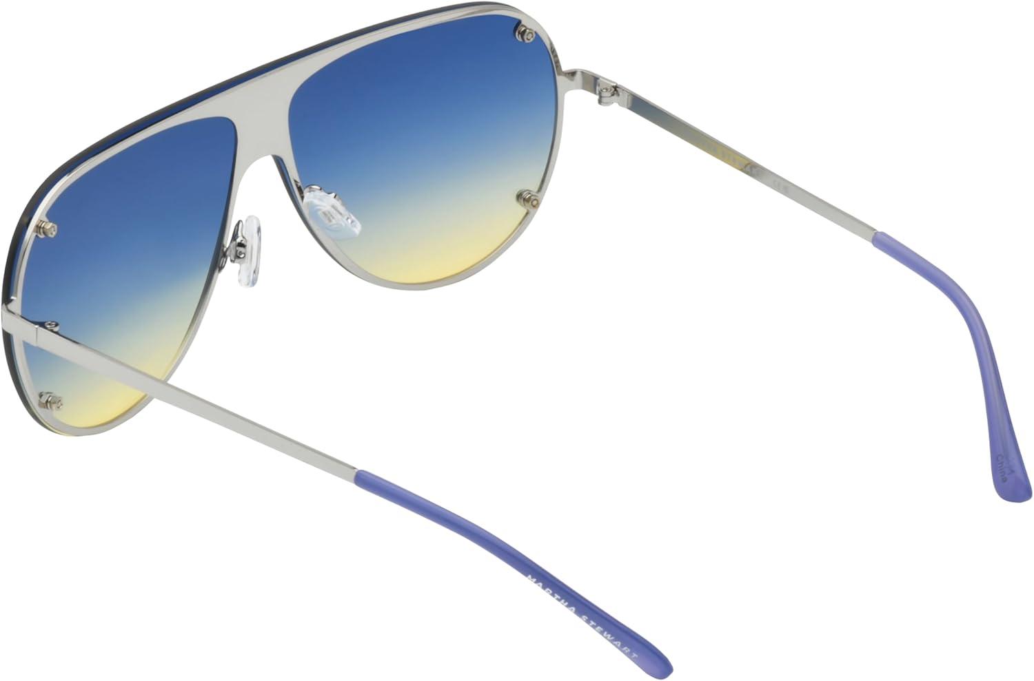 imageMartha Stewart Women Protective Metal Aviator Pilot SunglassesSilver Blue