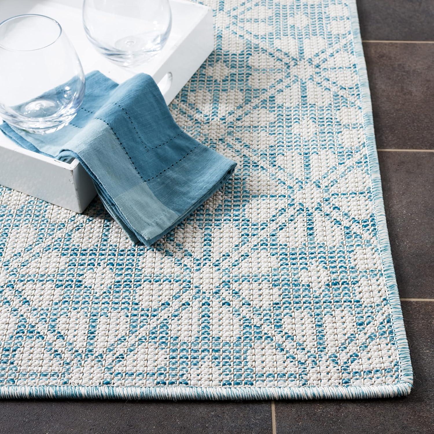 imageMartha Stewart x SAFAVIEH Outdoor Area Rug Collection 8 x 10 Aqua Weather Resistant amp Washable Ideal for Patio Backyard Mudroom Deck Dining Space MSR4491J