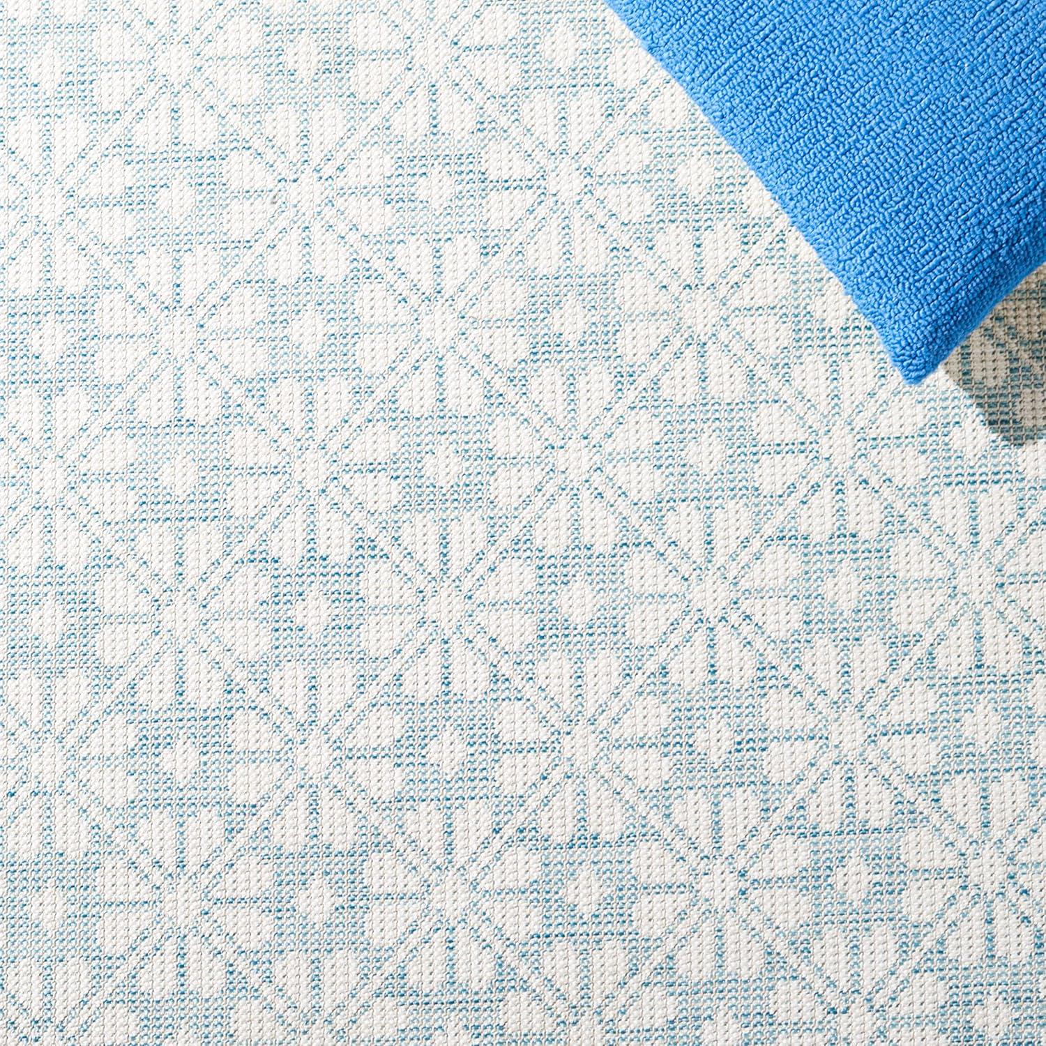 imageMartha Stewart x SAFAVIEH Outdoor Area Rug Collection 8 x 10 Aqua Weather Resistant amp Washable Ideal for Patio Backyard Mudroom Deck Dining Space MSR4491J