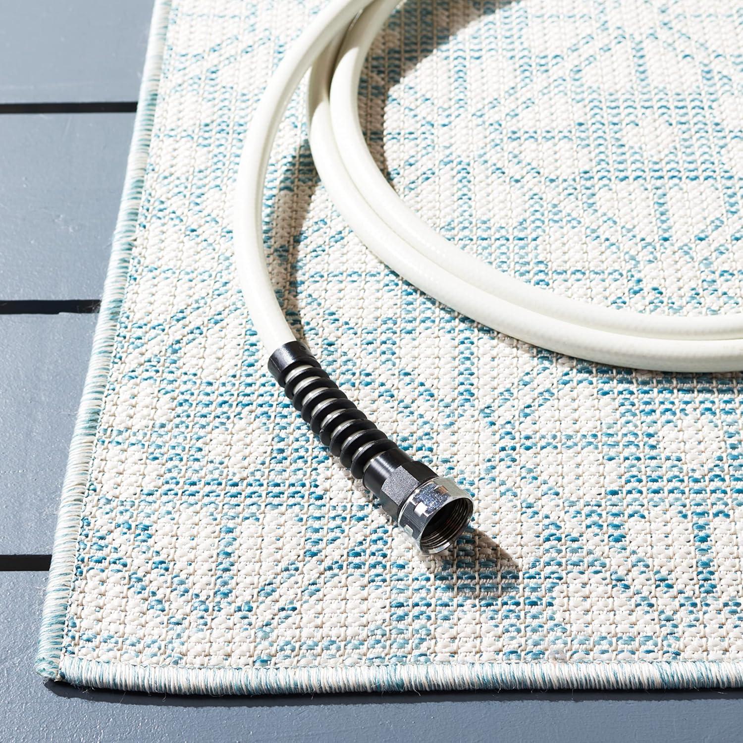 imageMartha Stewart x SAFAVIEH Outdoor Area Rug Collection 8 x 10 Aqua Weather Resistant amp Washable Ideal for Patio Backyard Mudroom Deck Dining Space MSR4491J