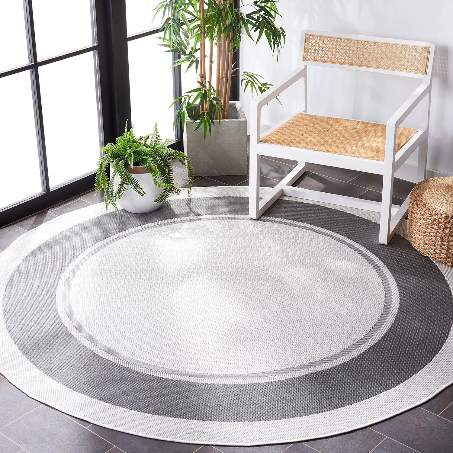 imageMartha Stewart x SAFAVIEH Outdoor Area Rug Collection 8 x 10 Ivory amp Grey Weather Resistant amp Washable Ideal for Patio Backyard Mudroom Deck Dining Space MSRO317FIvoryGrey