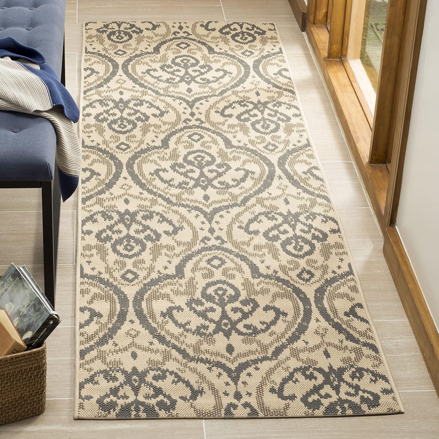 imageMartha Stewart x SAFAVIEH Outdoor Area Rug Collection 8 x 112 Beige amp Anthracite Weather Resistant amp Washable Ideal for Patio Backyard Mudroom Deck Dining Space MSR411423612BeigeAnthracite