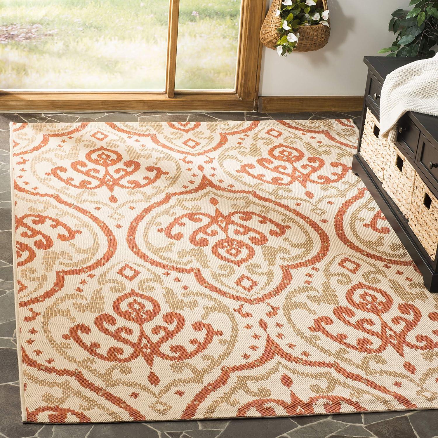 imageMartha Stewart x SAFAVIEH Outdoor Area Rug Collection 8 x 112 Beige amp Anthracite Weather Resistant amp Washable Ideal for Patio Backyard Mudroom Deck Dining Space MSR411423612BeigeTerracotta