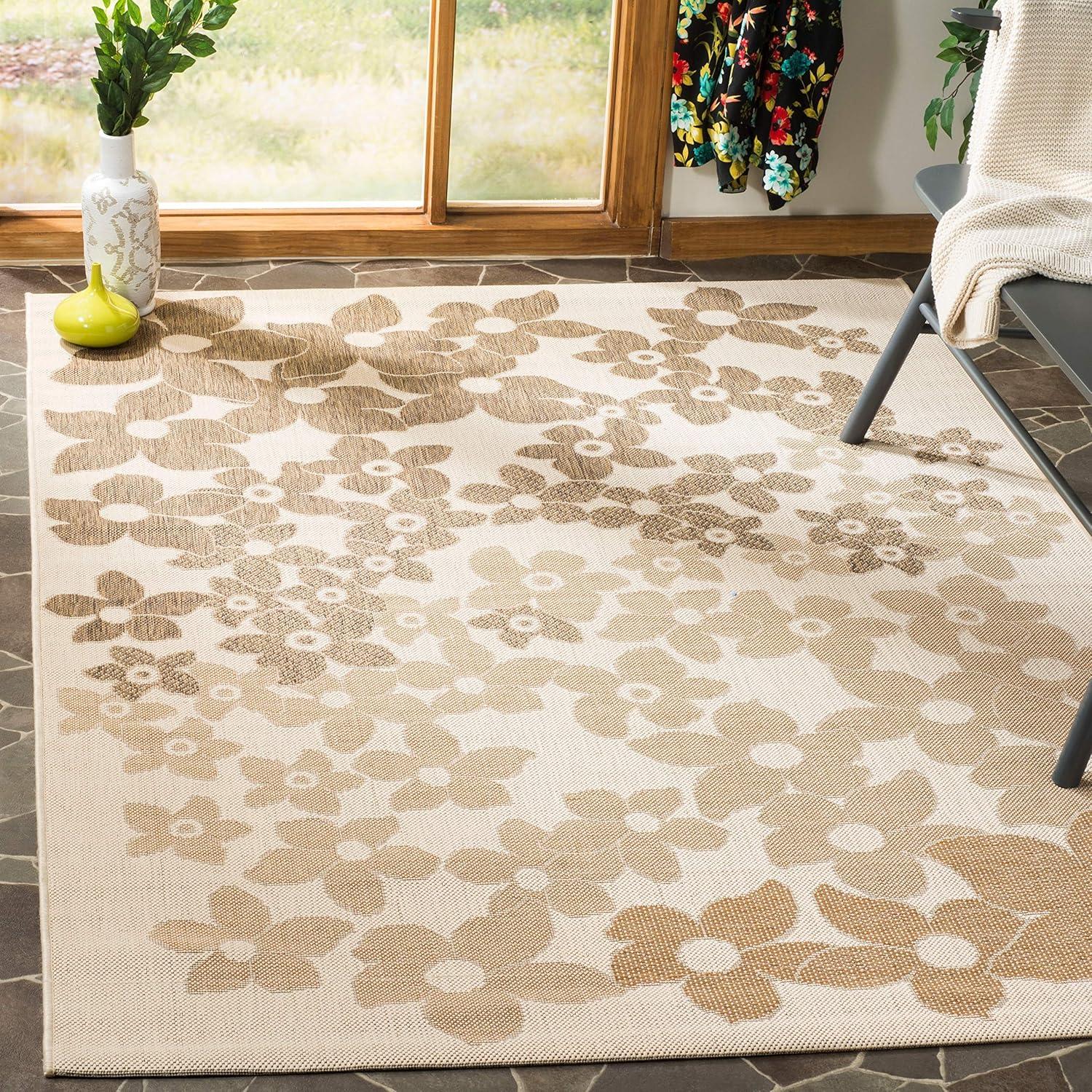 imageMartha Stewart x SAFAVIEH Outdoor Area Rug Collection 8 x 112 Beige amp Brown Weather Resistant amp Washable Ideal for Patio Backyard Mudroom Deck Dining Space MSR4246232BeigeBrown
