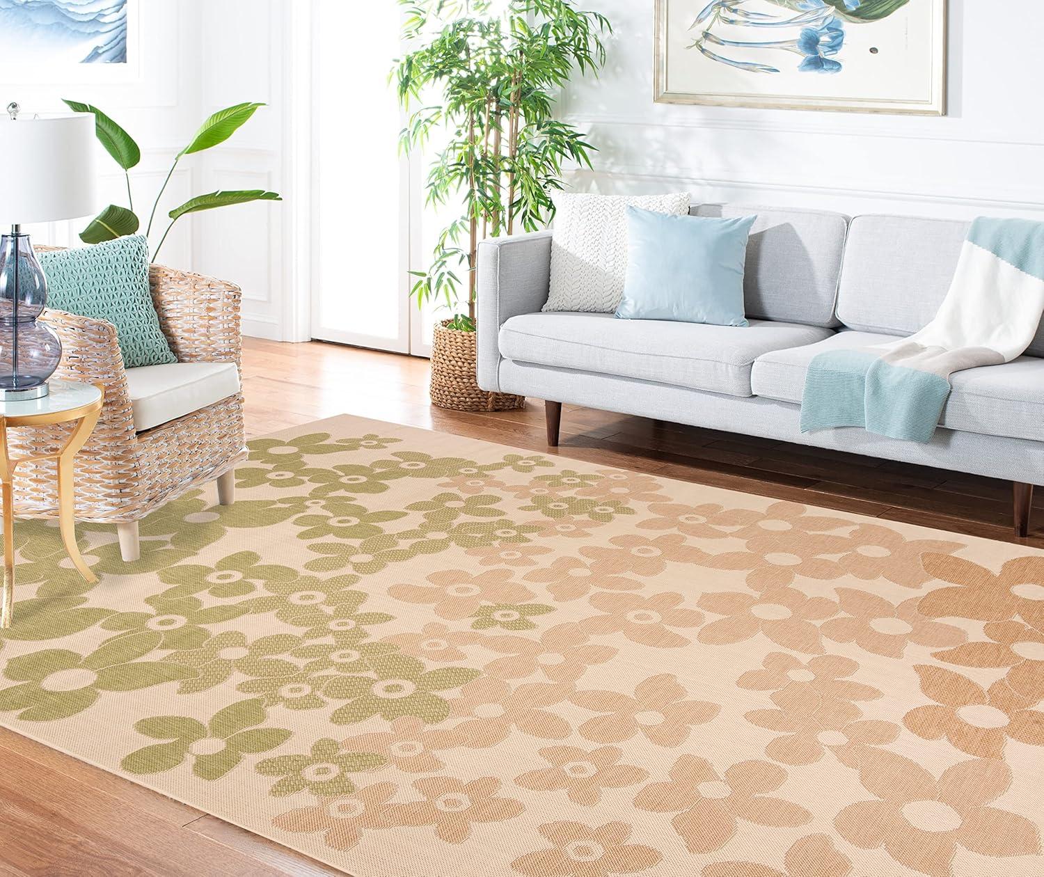 imageMartha Stewart x SAFAVIEH Outdoor Area Rug Collection 8 x 112 Beige amp Brown Weather Resistant amp Washable Ideal for Patio Backyard Mudroom Deck Dining Space MSR4246232BeigeSweet Pea