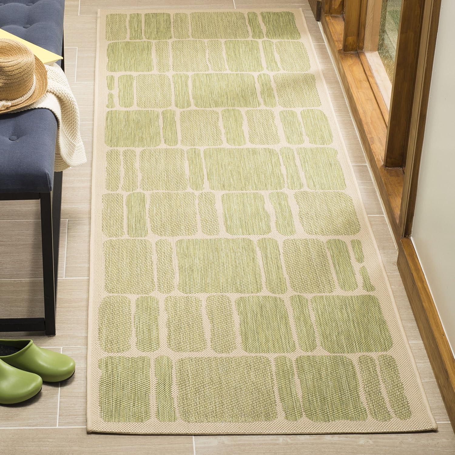 imageMartha Stewart x SAFAVIEH Outdoor Area Rug Collection 8 x 112 Cream amp Sweet Pea Weather Resistant amp Washable Ideal for Patio Backyard Mudroom Deck Dining Space MSR4289325CreamSweet Pea
