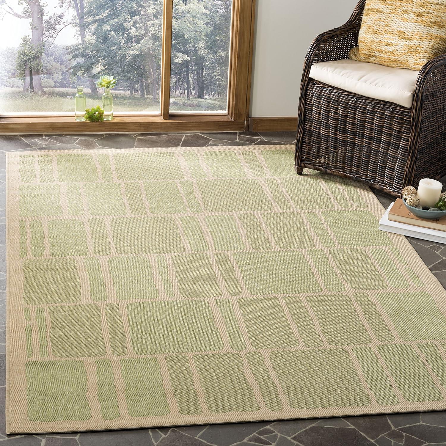 imageMartha Stewart x SAFAVIEH Outdoor Area Rug Collection 8 x 112 Cream amp Sweet Pea Weather Resistant amp Washable Ideal for Patio Backyard Mudroom Deck Dining Space MSR4289325CreamSweet Pea