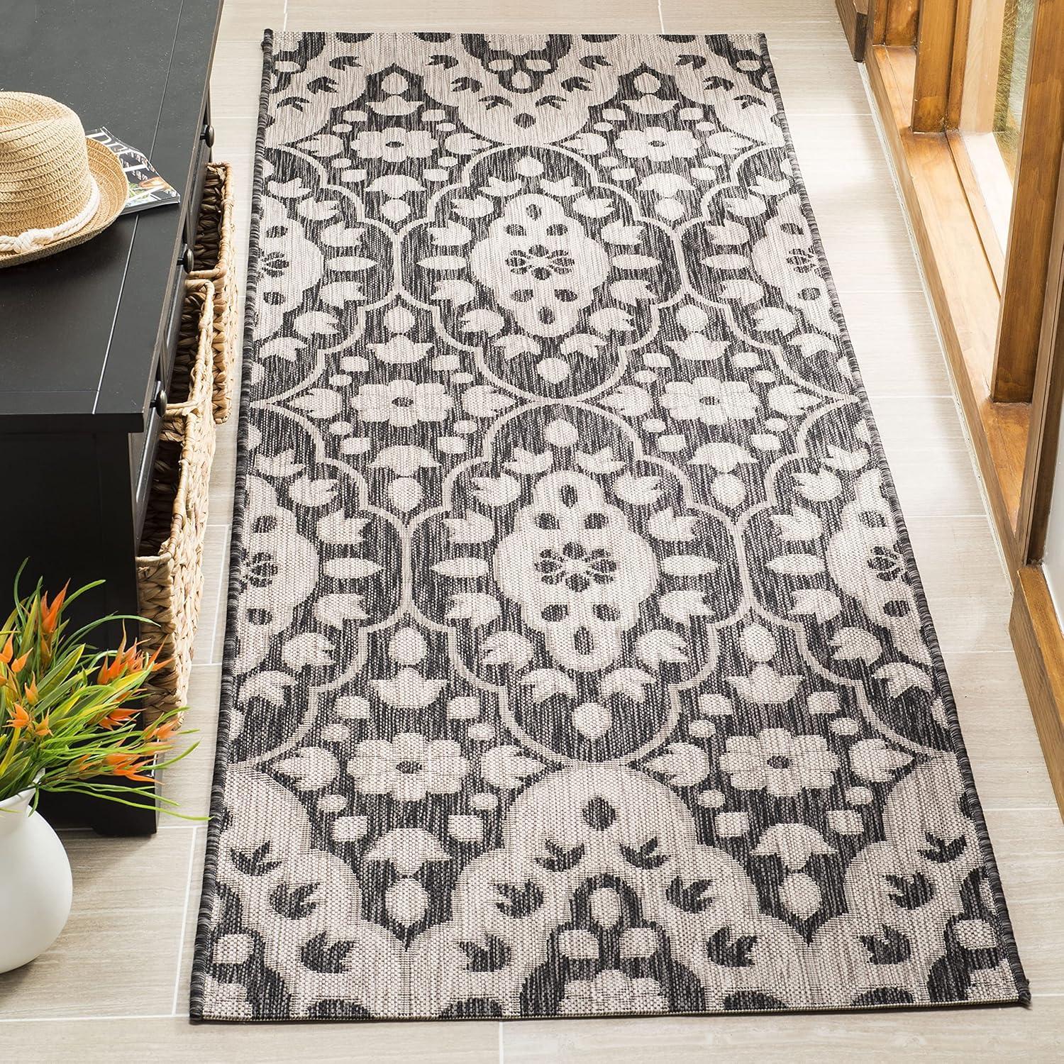 imageMartha Stewart x SAFAVIEH Outdoor Area Rug Collection 8 x 112 Grey amp Navy Weather Resistant amp Washable Ideal for Patio Backyard Mudroom Deck Dining Space MSR411536812BlackBeige