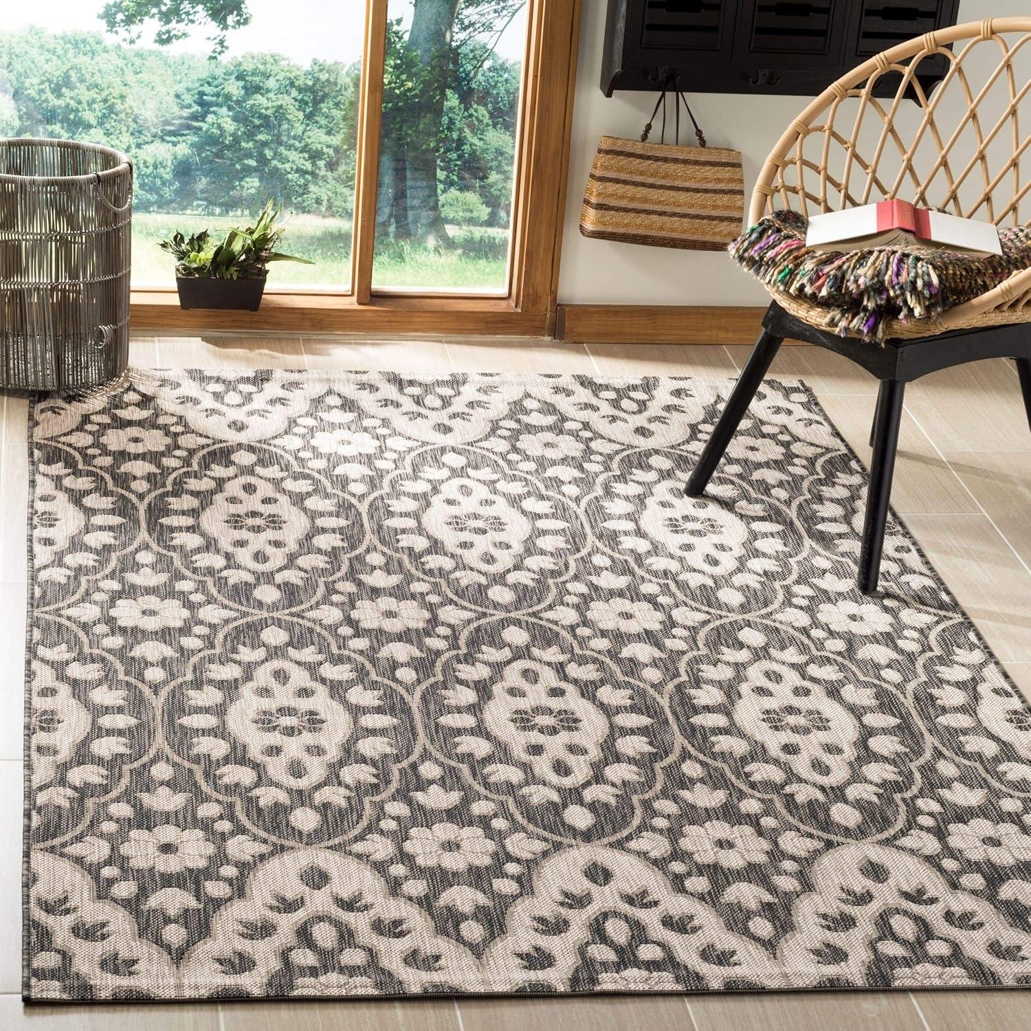 imageMartha Stewart x SAFAVIEH Outdoor Area Rug Collection 8 x 112 Grey amp Navy Weather Resistant amp Washable Ideal for Patio Backyard Mudroom Deck Dining Space MSR411536812BlackBeige