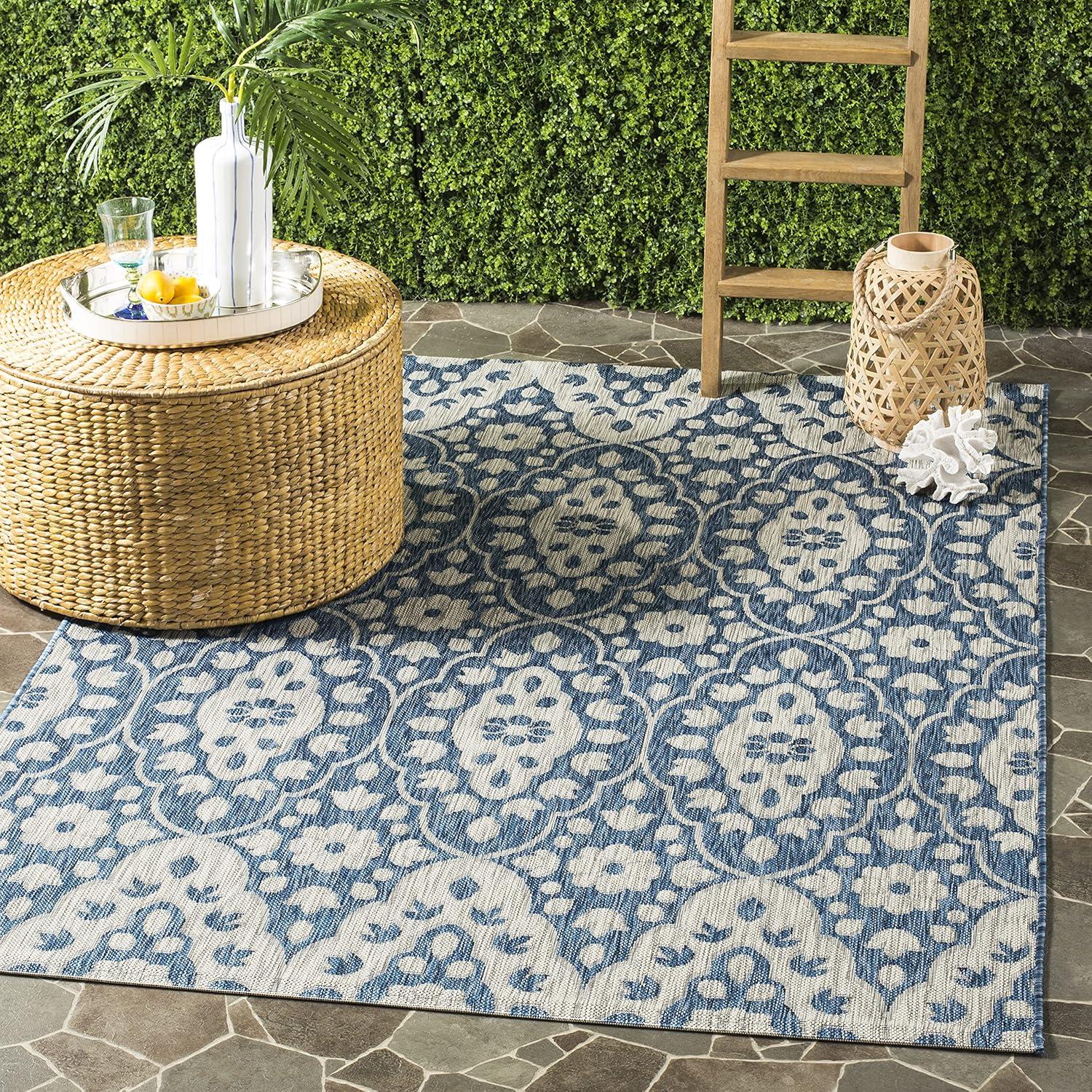 imageMartha Stewart x SAFAVIEH Outdoor Area Rug Collection 8 x 112 Grey amp Navy Weather Resistant amp Washable Ideal for Patio Backyard Mudroom Deck Dining Space MSR411536812GreyNavy