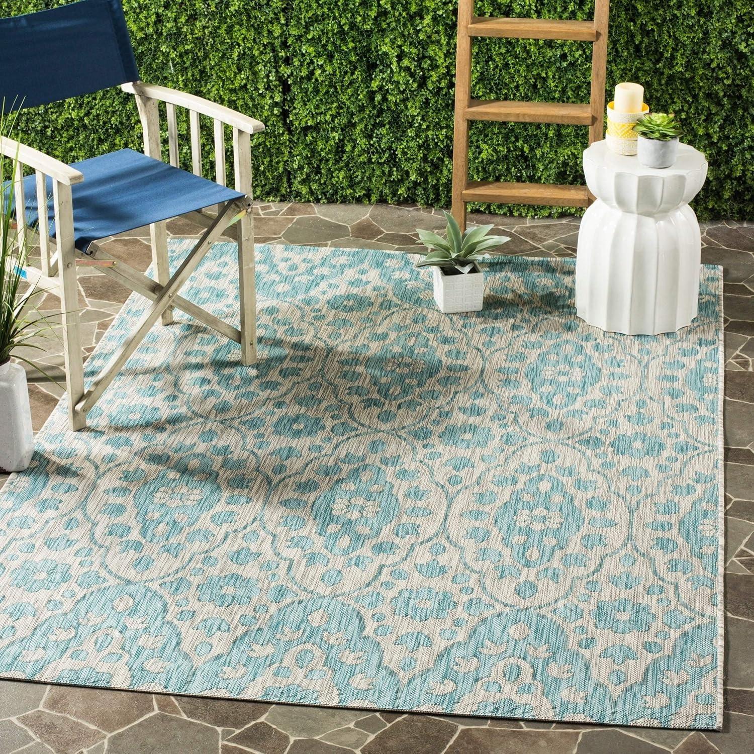 imageMartha Stewart x SAFAVIEH Outdoor Area Rug Collection 8 x 112 Grey amp Navy Weather Resistant amp Washable Ideal for Patio Backyard Mudroom Deck Dining Space MSR411536812GreyAqua