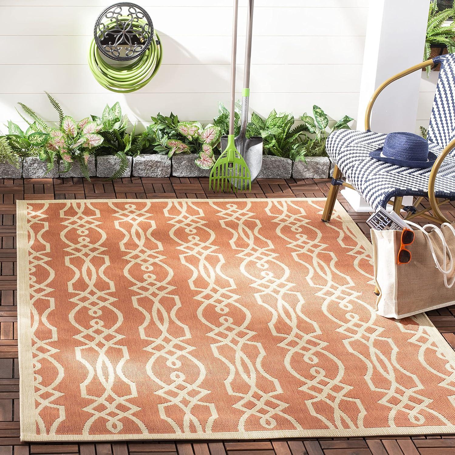 imageMartha Stewart x SAFAVIEH Outdoor Area Rug Collection 8 x 112 Hickory Weather Resistant amp Washable Ideal for Patio Backyard Mudroom Deck Dining Space MSR4220030Cinnamon Stick
