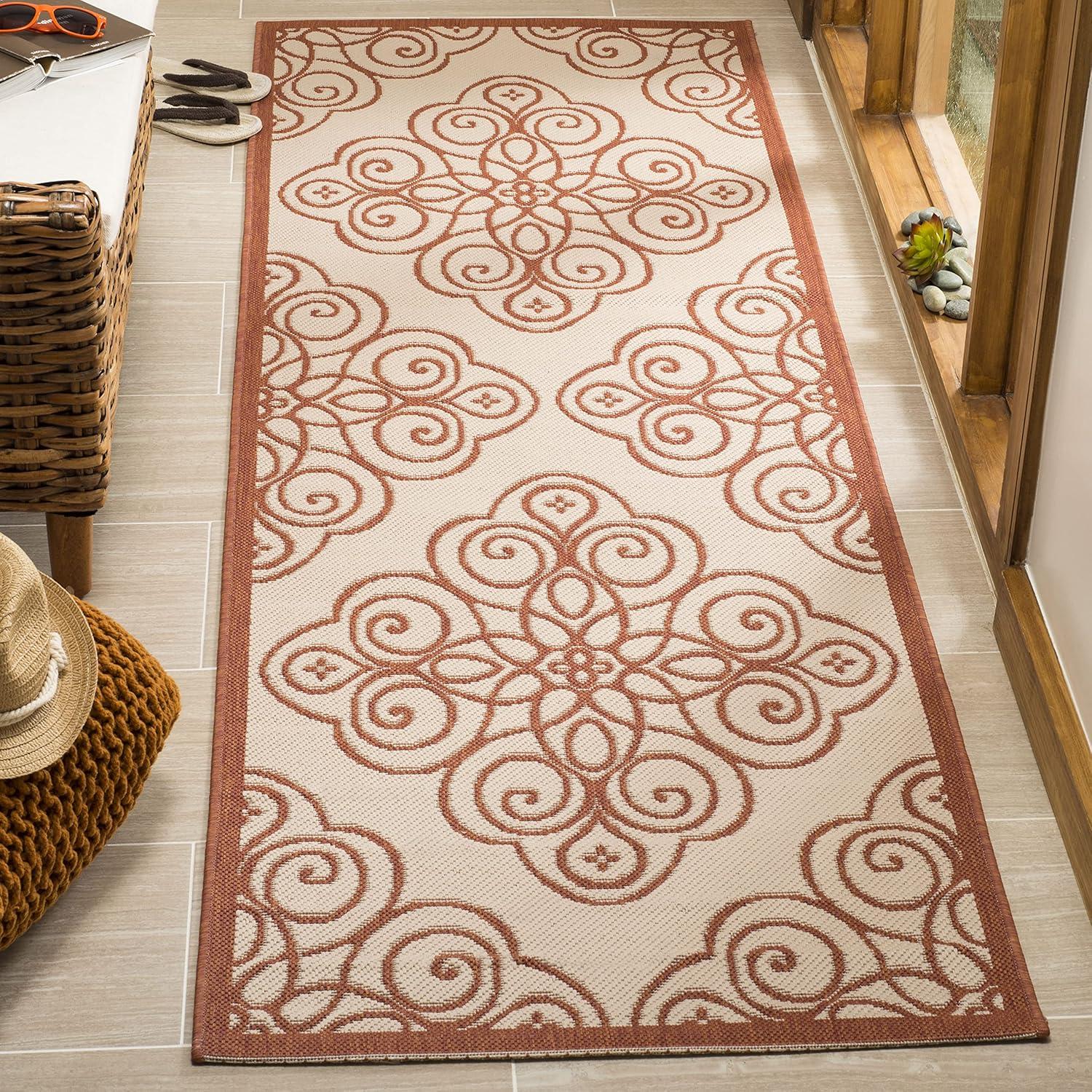 imageMartha Stewart x SAFAVIEH Outdoor Area Rug Collection 8 x 112 Lily Pad Weather Resistant amp Washable Ideal for Patio Backyard Mudroom Deck Dining Space MSR4244228Cayenne