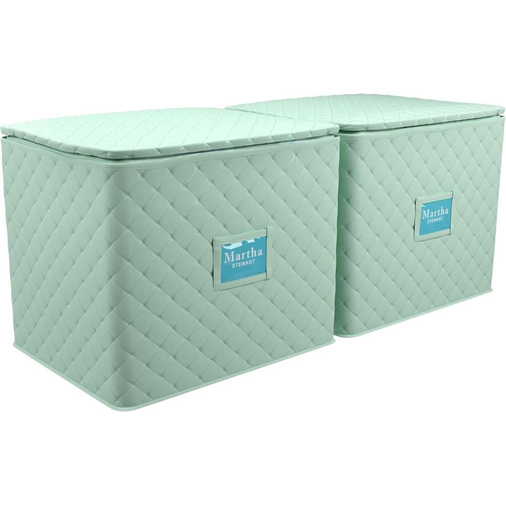 imageMartha Stewart Dinnerware Stemware Glassware Stackable Organizer Home Storage Container Case 3 Piece Dinnerware Set Organizer For Dessert Salad and Dinner Plates With Felt Dividers MintMint