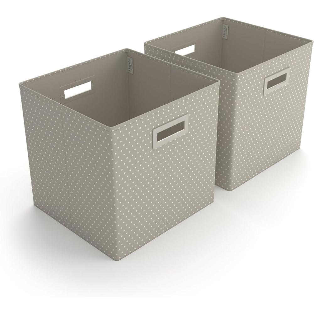 imageMartha Stewart Essential Collapsible Stackable Decorative Home Storage Cube Organization Two Piece Set Includes One Storage Cube With Dividers and One Craft Cube Bedford FloralCottage Dot