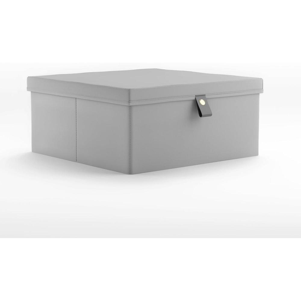 imageMartha Stewart Essential Collapsible Stackable Decorative Home Storage Organization With Lidded Tops Set of 2 Nesting Boxes with Lids GreyGrey