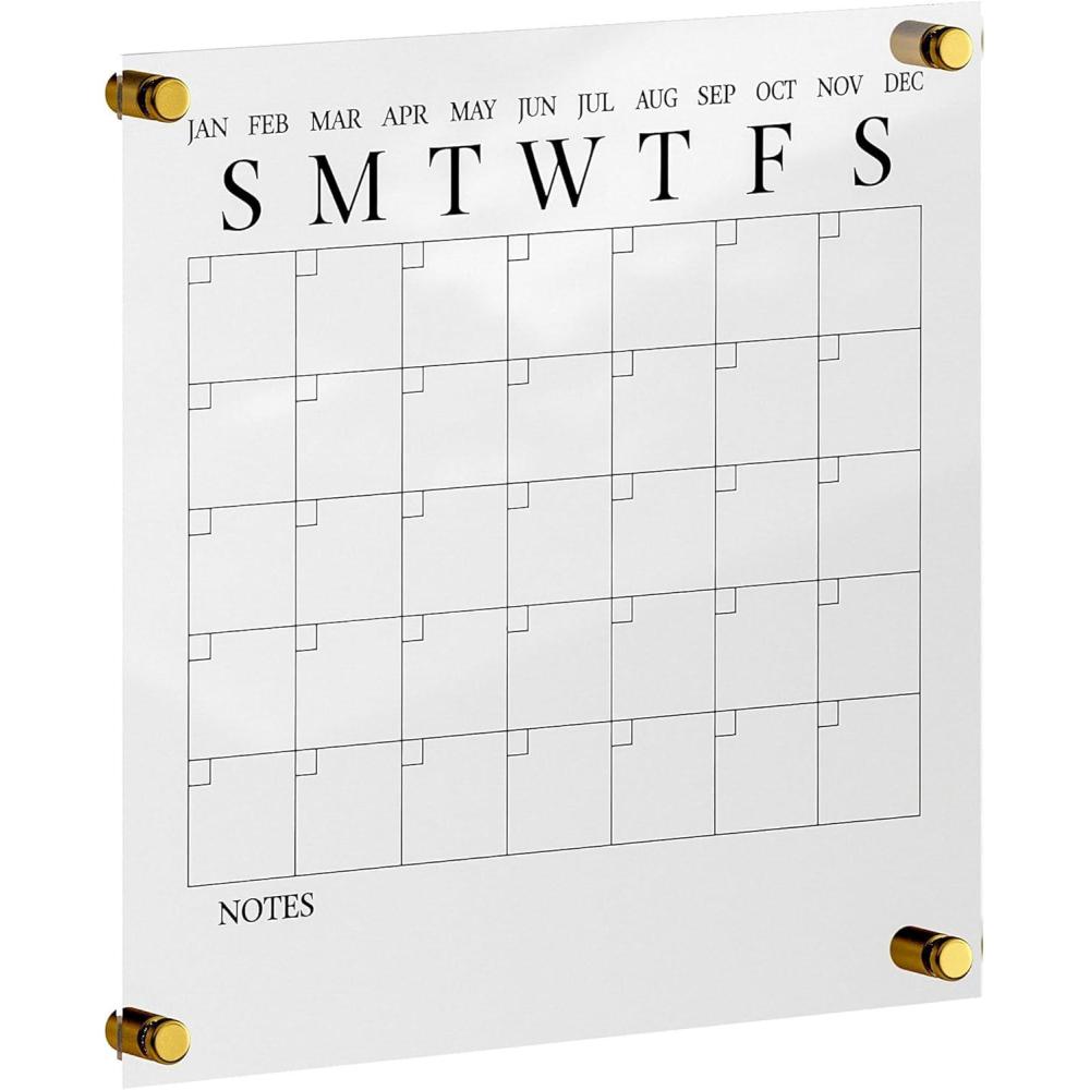 imageMartha Stewart Grayson Acrylic Wall Calendar and Notes Board with Dry Erase Marker Clear with Gold Print Set of 2ClearBlack