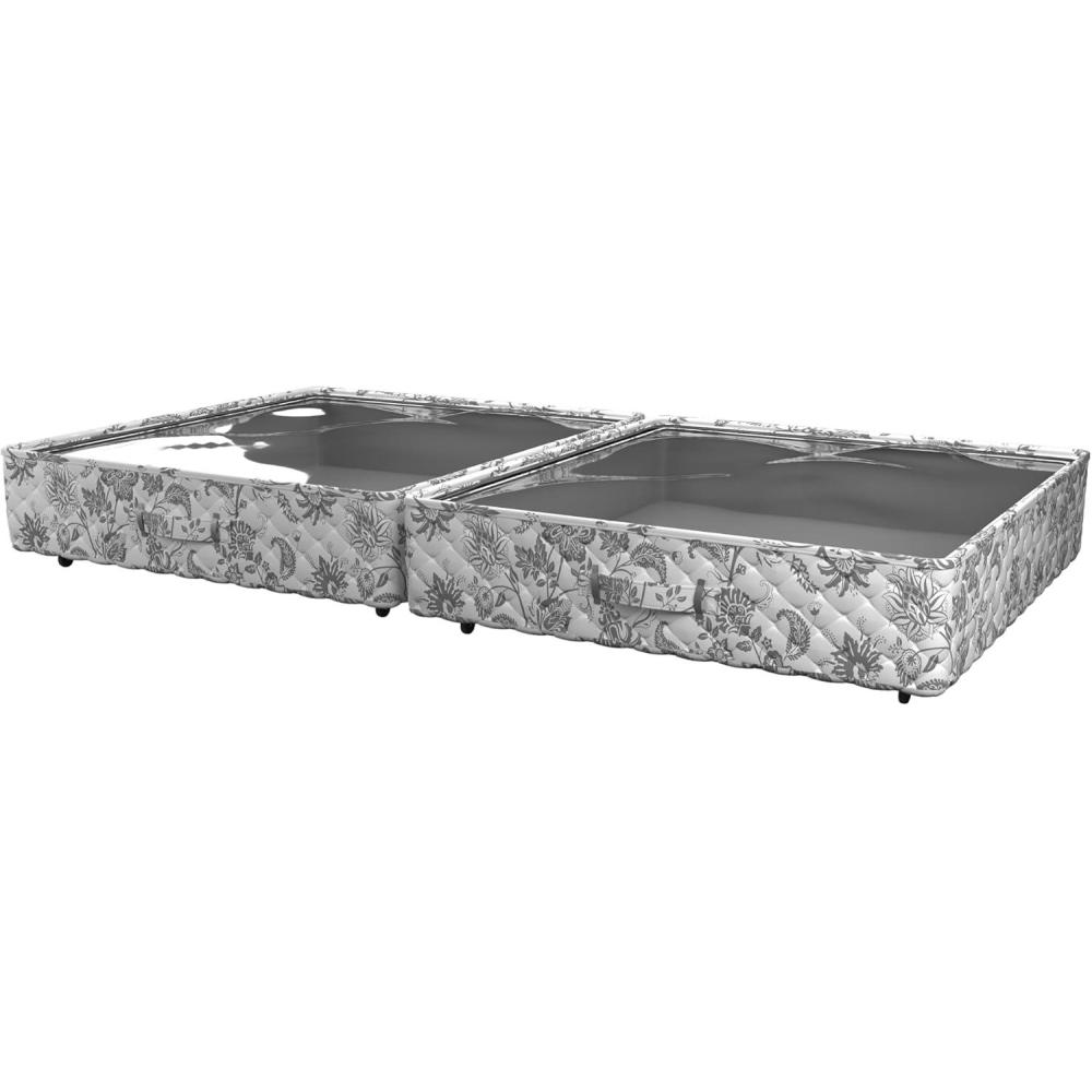 imageMartha Stewart Home Storage Organization Under The Bed For Blankets Shoes Clothes Collapsible Container with Handles Wheels Clear Zip Top Set of 2 Under The Bed Storage Organizer Bedford FloralBedford Floral