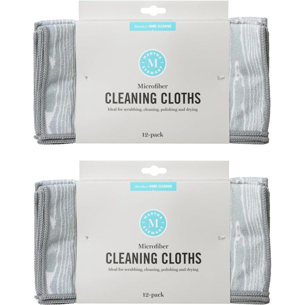 imageMartha Stewart Microfiber Cleaning Cloths UltraAbsorbent LintFree Cleaning Towels for Home amp Kitchen Teal Gingham 11 Inches 24 CountFaux Bois