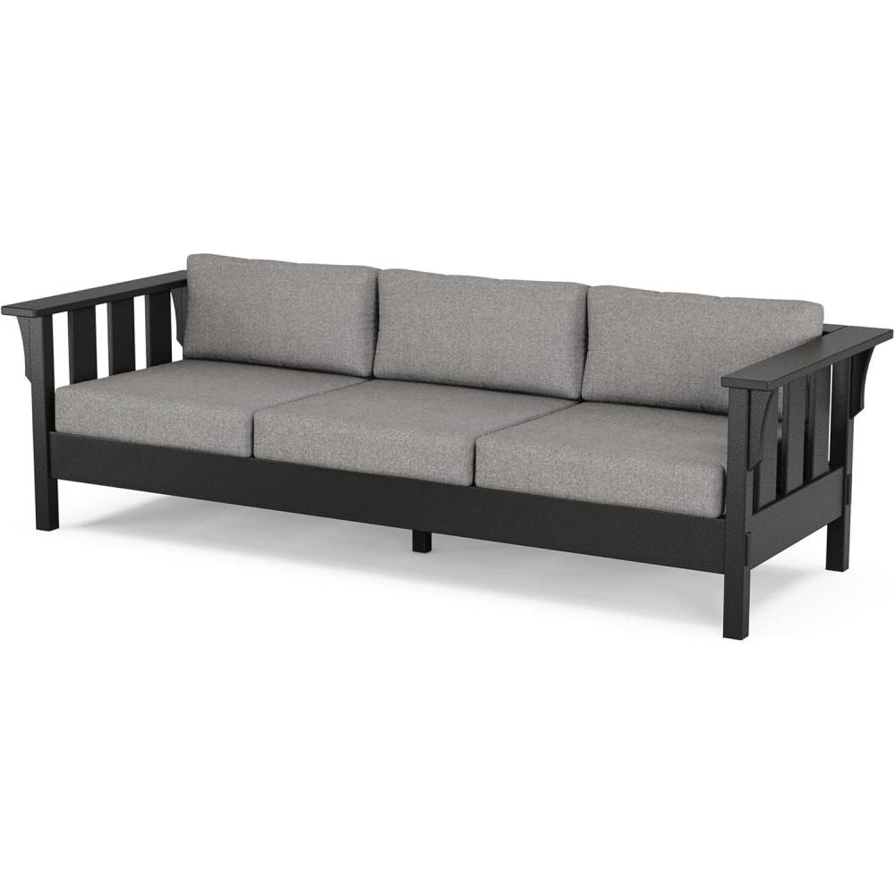 imageMartha Stewart by POLYWOOD Acadia Deep Seating Sofa in Slate GreyNatural LinenBlack Grey Mist