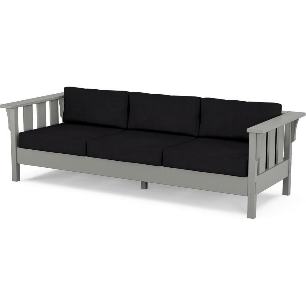 imageMartha Stewart by POLYWOOD Acadia Deep Seating Sofa in Slate GreyNatural LinenSlate Grey Midnight Linen
