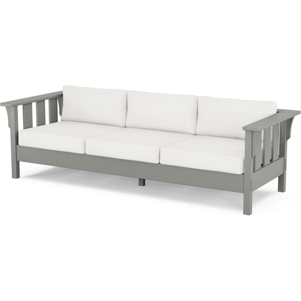 imageMartha Stewart by POLYWOOD Acadia Deep Seating Sofa in Slate GreyNatural LinenSlate Grey Natural Linen