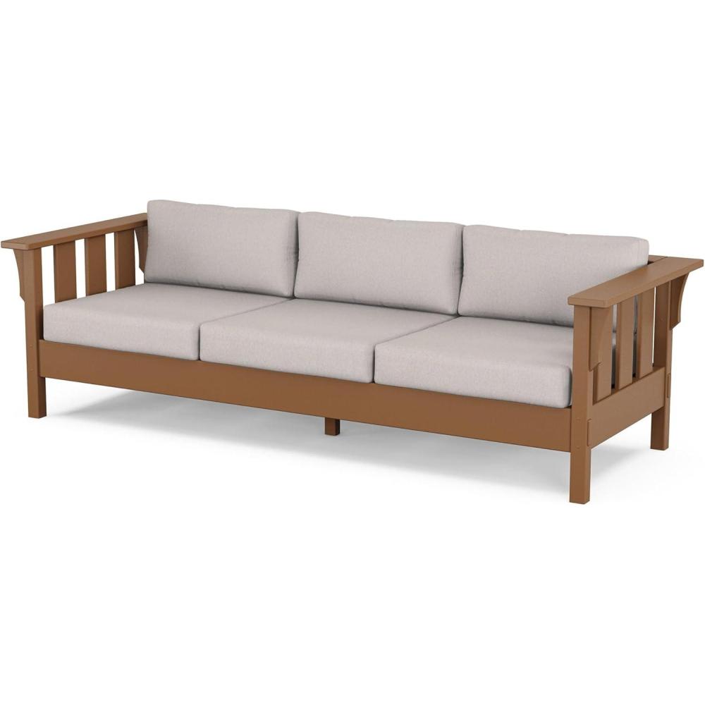 imageMartha Stewart by POLYWOOD Acadia Deep Seating Sofa in Slate GreyNatural LinenTeak Dune Burlap