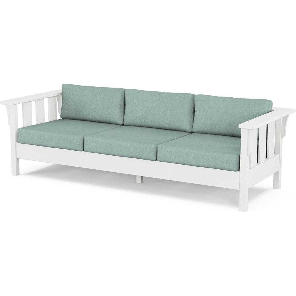 imageMartha Stewart by POLYWOOD Acadia Deep Seating Sofa in Slate GreyNatural LinenWhite Glacier Spa