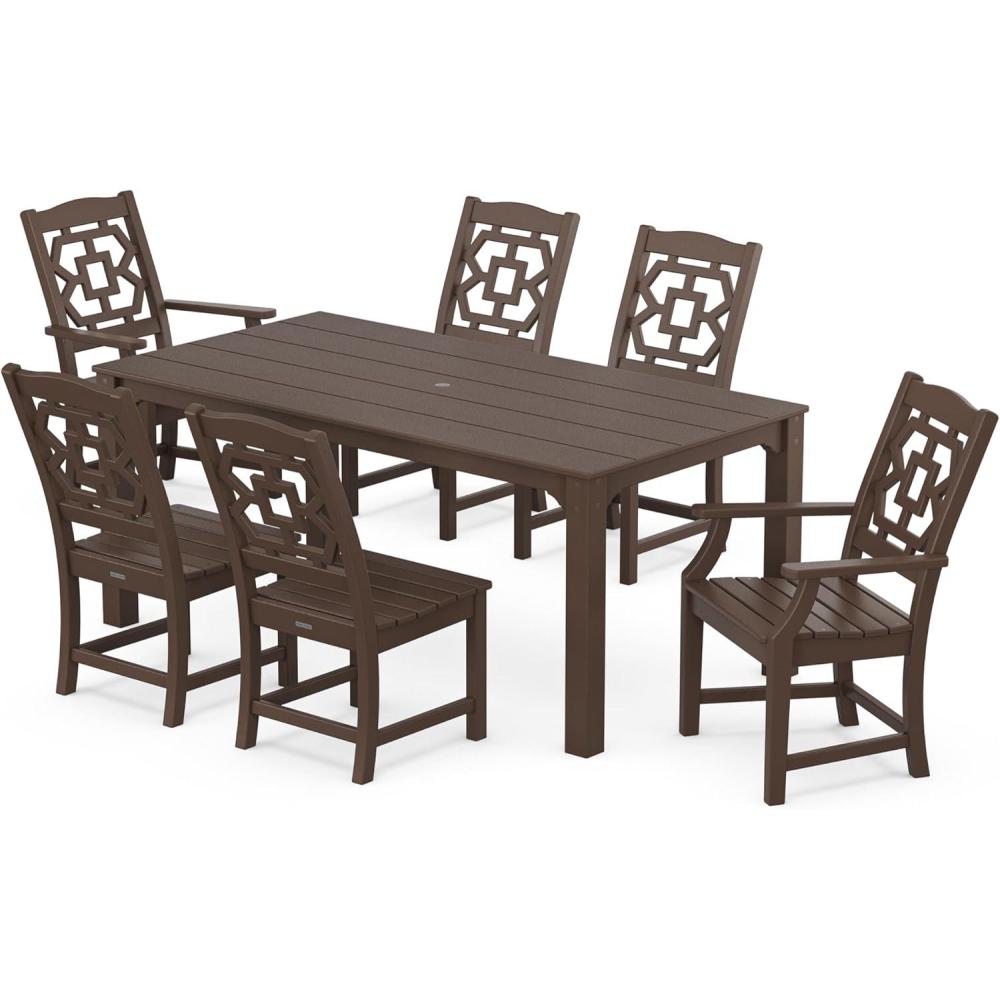 imageMartha Stewart by POLYWOOD Chinoiserie 7Piece Parsons Dining Set Exclusive in BlackMahogany