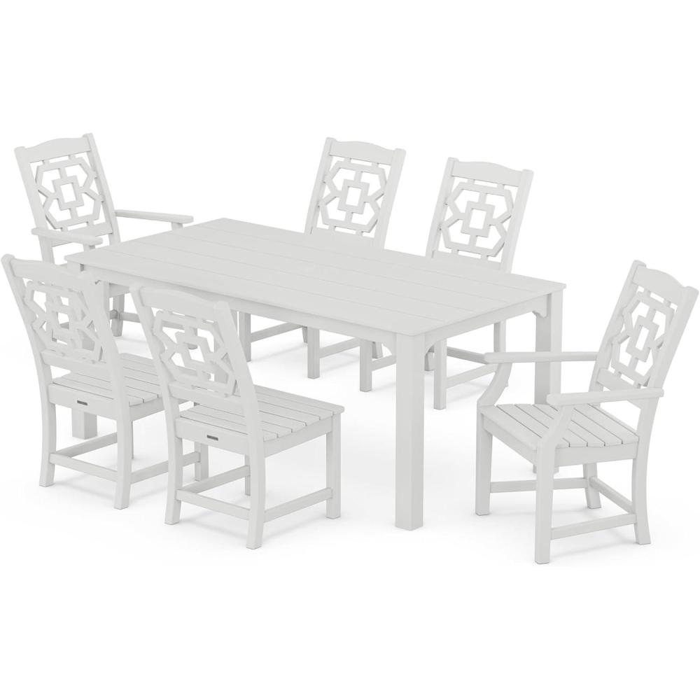 imageMartha Stewart by POLYWOOD Chinoiserie 7Piece Parsons Dining Set Exclusive in BlackWhite