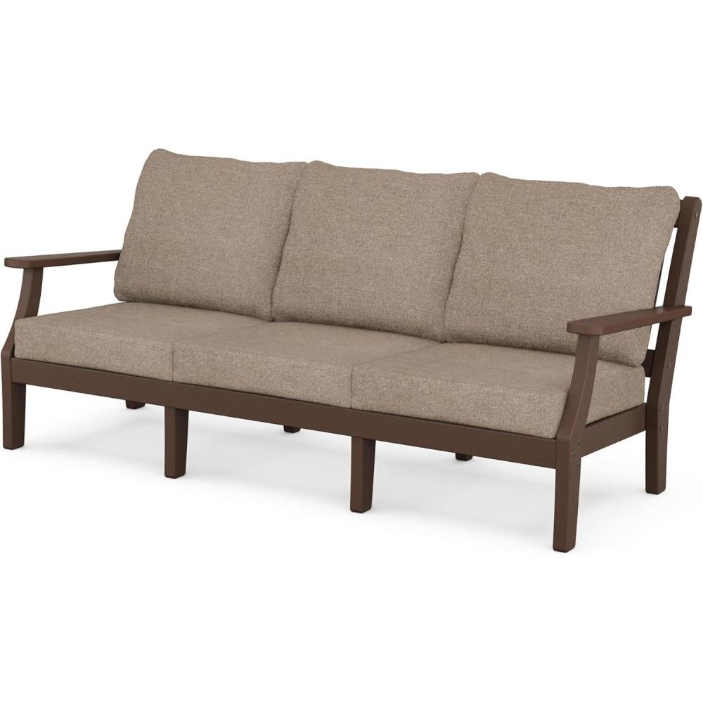 imageMartha Stewart by POLYWOOD Chinoiserie Deep Seating Sofa in WhiteGlacier SpaMahogany Spiced Burlap