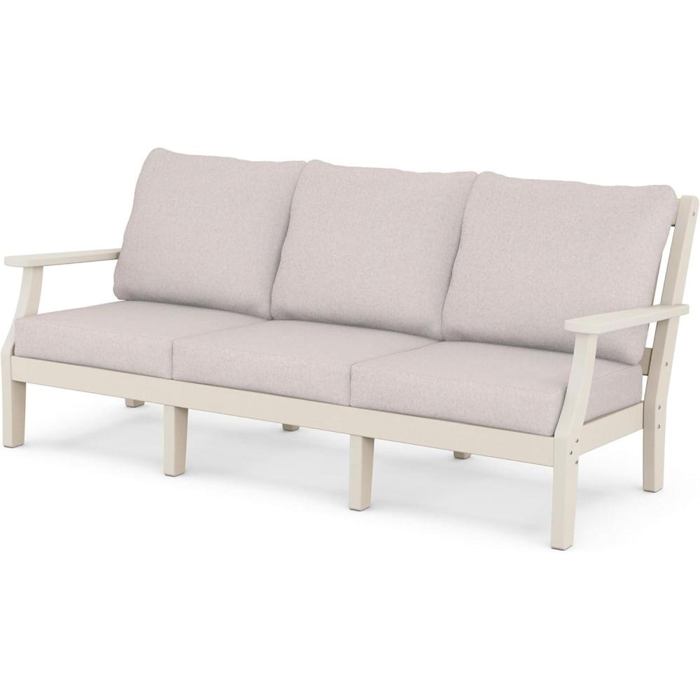 imageMartha Stewart by POLYWOOD Chinoiserie Deep Seating Sofa in WhiteGlacier SpaSand Dune Burlap