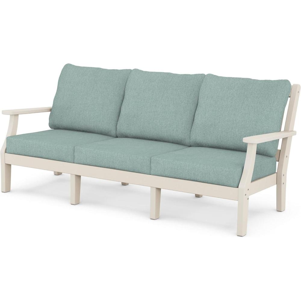 imageMartha Stewart by POLYWOOD Chinoiserie Deep Seating Sofa in WhiteGlacier SpaSand Glacier Spa