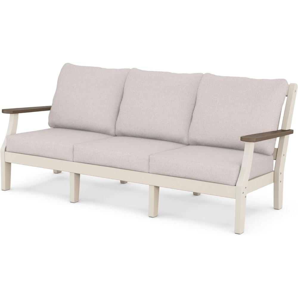 imageMartha Stewart by POLYWOOD Chinoiserie Deep Seating Sofa in WhiteGlacier SpaSand Kona Dune Burlap