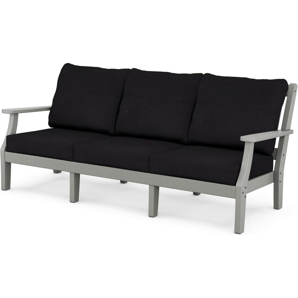 imageMartha Stewart by POLYWOOD Chinoiserie Deep Seating Sofa in WhiteGlacier SpaSlate Grey Midnight Linen
