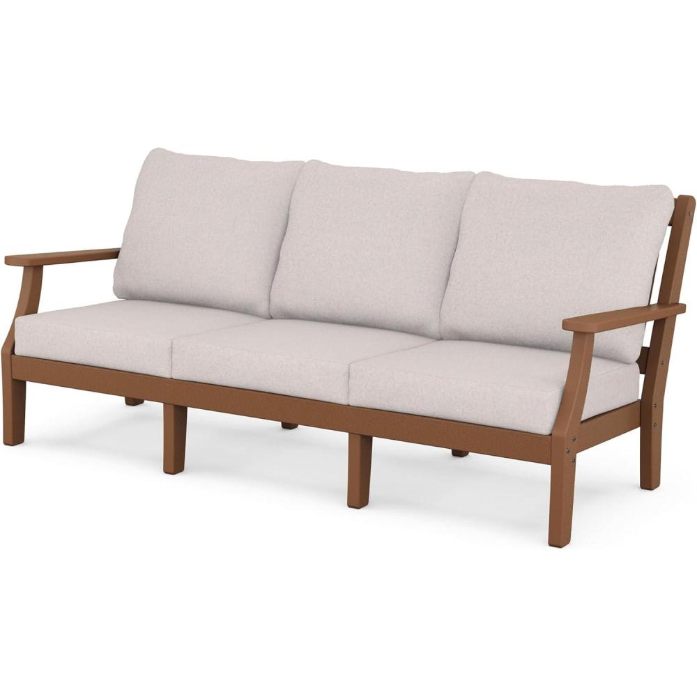 imageMartha Stewart by POLYWOOD Chinoiserie Deep Seating Sofa in WhiteGlacier SpaTeak Dune Burlap