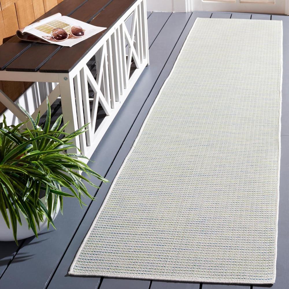 imageMartha Stewart x SAFAVIEH Outdoor Area Rug Collection  65 Round Navy Weather Resistant amp Washable Ideal for Patio Backyard Mudroom Deck Dining Space MSR4490NGreen