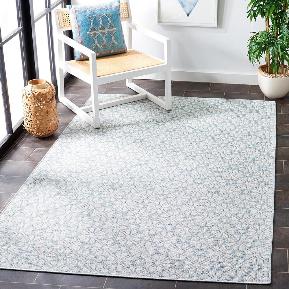 imageMartha Stewart x SAFAVIEH Outdoor Area Rug Collection 8 x 10 Aqua Weather Resistant amp Washable Ideal for Patio Backyard Mudroom Deck Dining Space MSR4491J