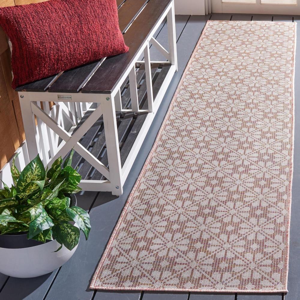 imageMartha Stewart x SAFAVIEH Outdoor Area Rug Collection  8 x 10 Blue amp Beige Weather Resistant amp Washable Ideal for Patio Backyard Mudroom Deck Dining Space MSR4491MLight PinkMulti