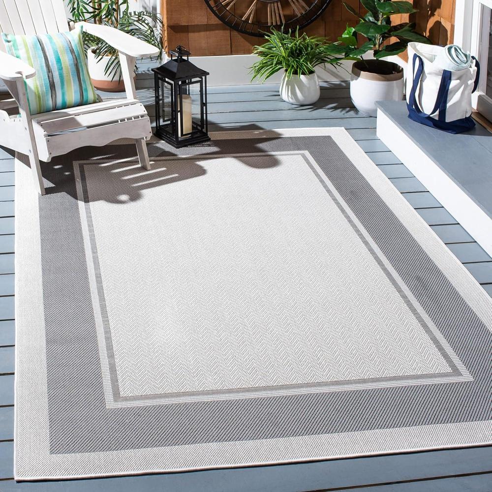 imageMartha Stewart x SAFAVIEH Outdoor Area Rug Collection 8 x 10 Ivory amp Grey Weather Resistant amp Washable Ideal for Patio Backyard Mudroom Deck Dining Space MSRO317FIvoryGrey
