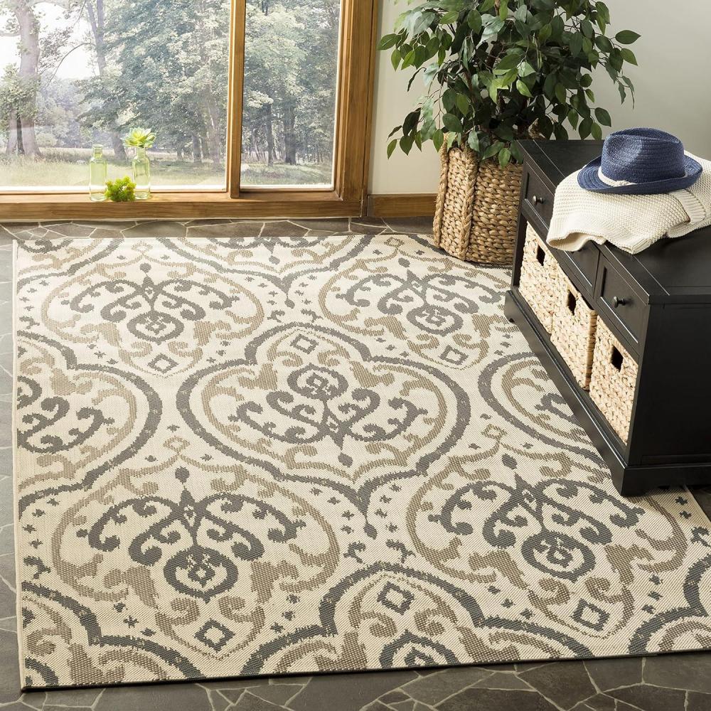 imageMartha Stewart x SAFAVIEH Outdoor Area Rug Collection 8 x 112 Beige amp Anthracite Weather Resistant amp Washable Ideal for Patio Backyard Mudroom Deck Dining Space MSR411423612BeigeAnthracite