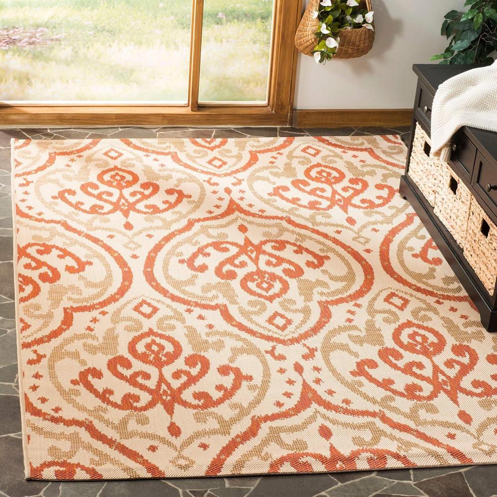 imageMartha Stewart x SAFAVIEH Outdoor Area Rug Collection 8 x 112 Beige amp Anthracite Weather Resistant amp Washable Ideal for Patio Backyard Mudroom Deck Dining Space MSR411423612BeigeTerracotta