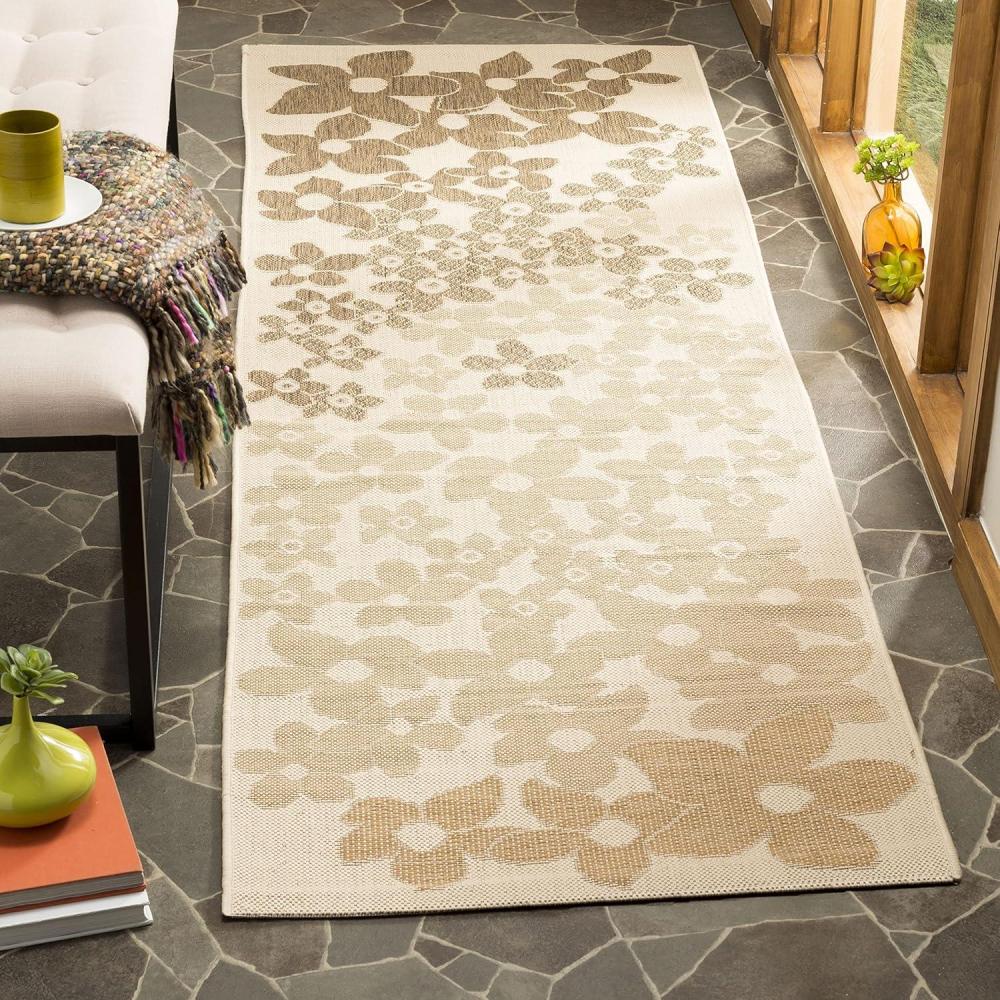 imageMartha Stewart x SAFAVIEH Outdoor Area Rug Collection 8 x 112 Beige amp Brown Weather Resistant amp Washable Ideal for Patio Backyard Mudroom Deck Dining Space MSR4246232BeigeBrown