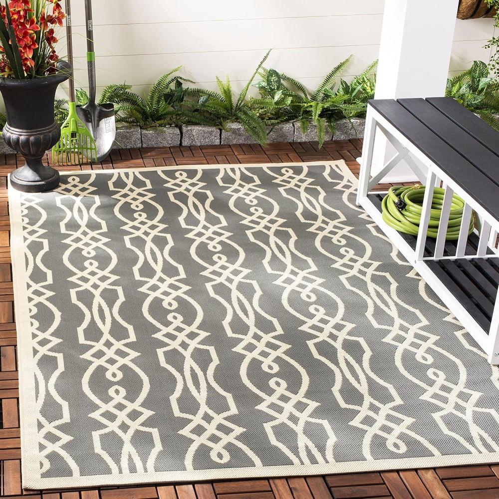 imageMartha Stewart x SAFAVIEH Outdoor Area Rug Collection  8 x 112 Cement Weather Resistant amp Washable Ideal for Patio Backyard Mudroom Deck Dining Space MSR4220246
