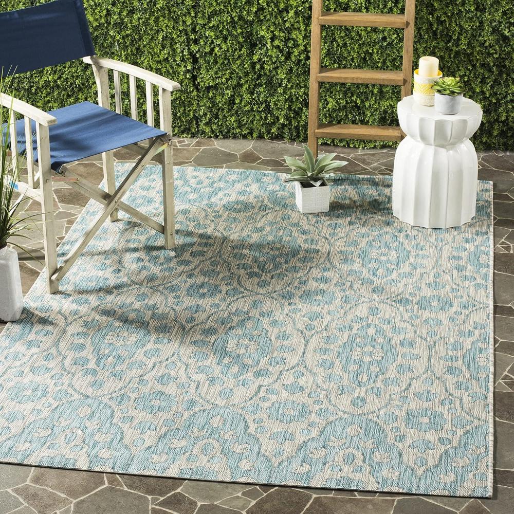 imageMartha Stewart x SAFAVIEH Outdoor Area Rug Collection 8 x 112 Grey amp Navy Weather Resistant amp Washable Ideal for Patio Backyard Mudroom Deck Dining Space MSR411536812GreyAqua