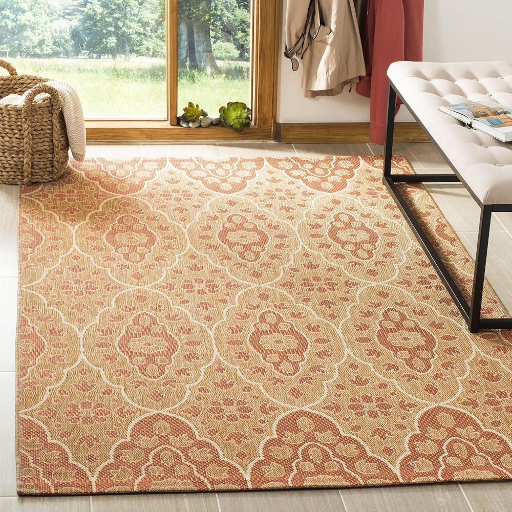 imageMartha Stewart x SAFAVIEH Outdoor Area Rug Collection 8 x 112 Grey amp Navy Weather Resistant amp Washable Ideal for Patio Backyard Mudroom Deck Dining Space MSR411536812NaturalBeige