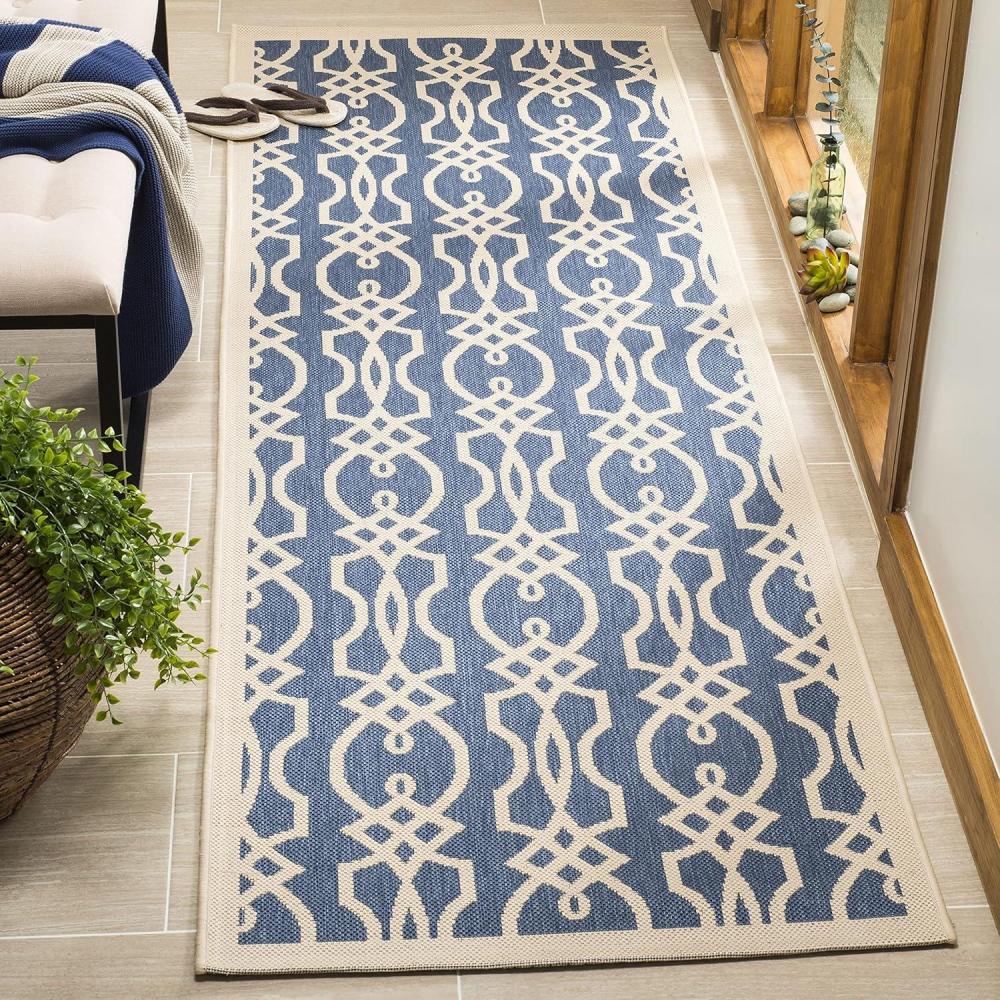 imageMartha Stewart x SAFAVIEH Outdoor Area Rug Collection 8 x 112 Hickory Weather Resistant amp Washable Ideal for Patio Backyard Mudroom Deck Dining Space MSR4220030Azurite