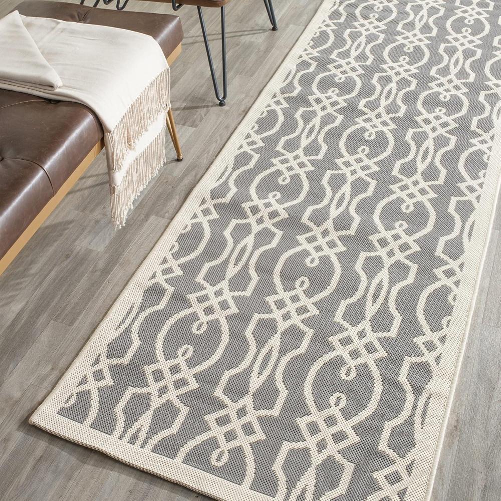 imageMartha Stewart x SAFAVIEH Outdoor Area Rug Collection 8 x 112 Hickory Weather Resistant amp Washable Ideal for Patio Backyard Mudroom Deck Dining Space MSR4220030Cement