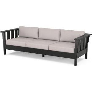 Martha Stewart by POLYWOOD® Acadia Deep Seating Sofa in Slate Grey/Natural Linen(Black / Dune Burlap)